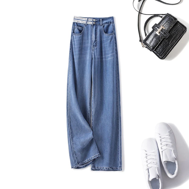 65029清大码女装2024夏季复古水洗牛仔阔腿裤微胖妹妹显瘦裤子