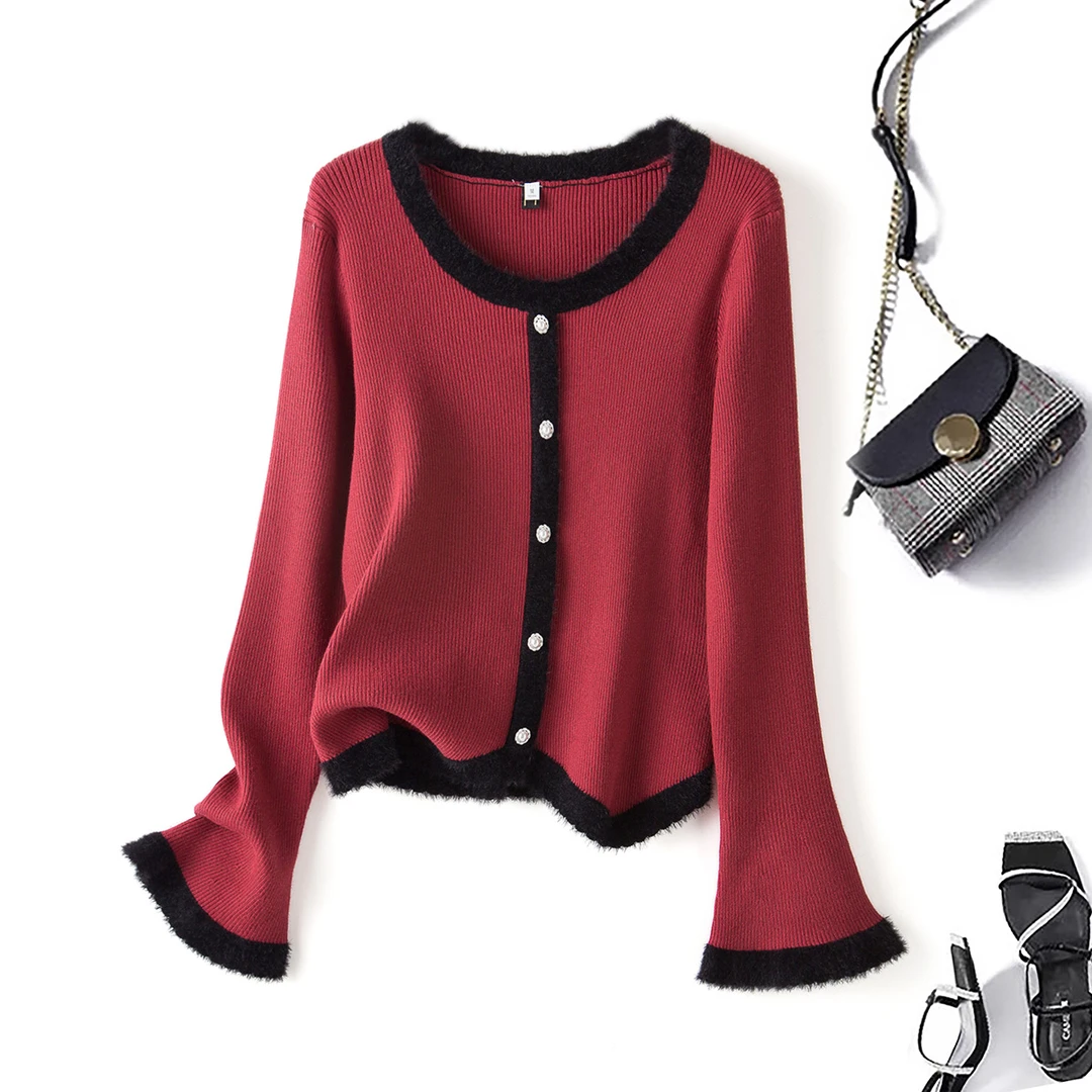 清【C魅甄选】69078大码女装2025春季胖mm洋气针织衫显瘦百搭毛衣