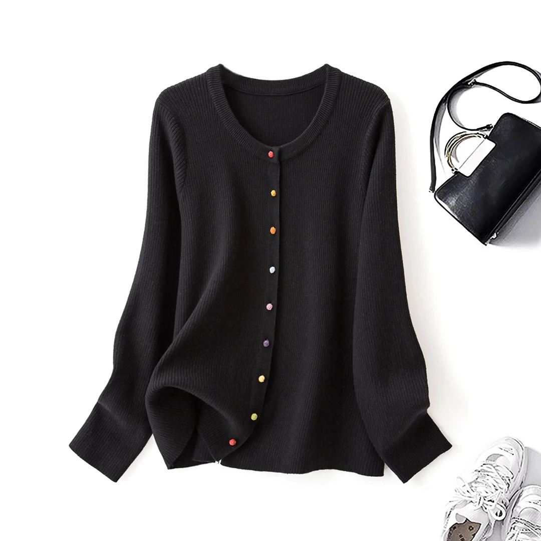 清【C魅甄选】69202大码女装2025春季减龄毛衣开衫胖mm显瘦针织衫