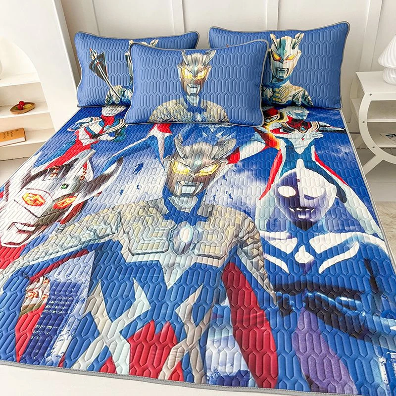 卡通奥特曼乳胶凉席三件套可机洗冰丝空调席学生宿舍幼儿园两件套
