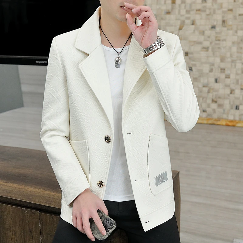 现货韩版修身时尚高档2025新款爆品外套男士夹克翻领休闲潮流百搭