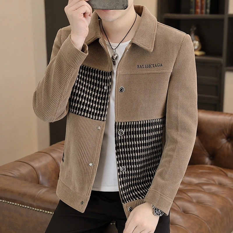 欧洲站高档时尚秋冬爆款新品帅气休闲潮流百搭呢子款男士夹克外套