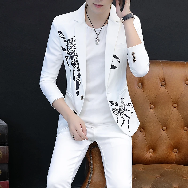 西服套装男士韩版修身2025新款小西装休闲裤百搭高档新郎礼服套装