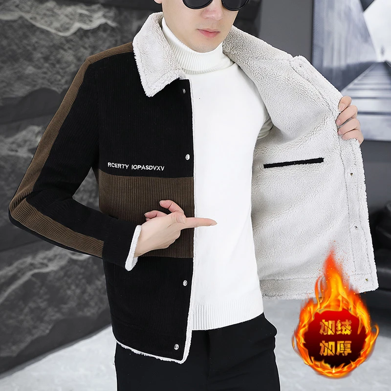 欧洲站高档时尚2024冬季新款男士夹克外套帅气休闲潮流百搭翻领款