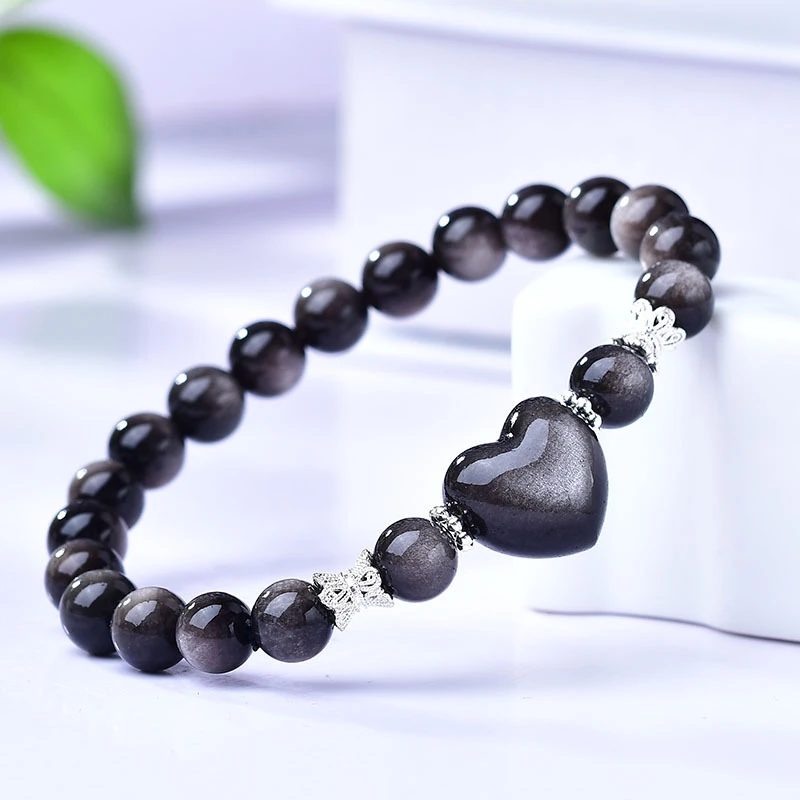银曜石手链情侣款黑曜石轻奢小众网红同款原创设计情侣手链黑色
