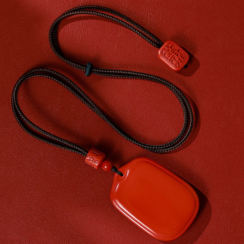 含辰砂工艺品高含量红砂朱砂吊坠无事牌项链挂饰长款毛衣链男挂件