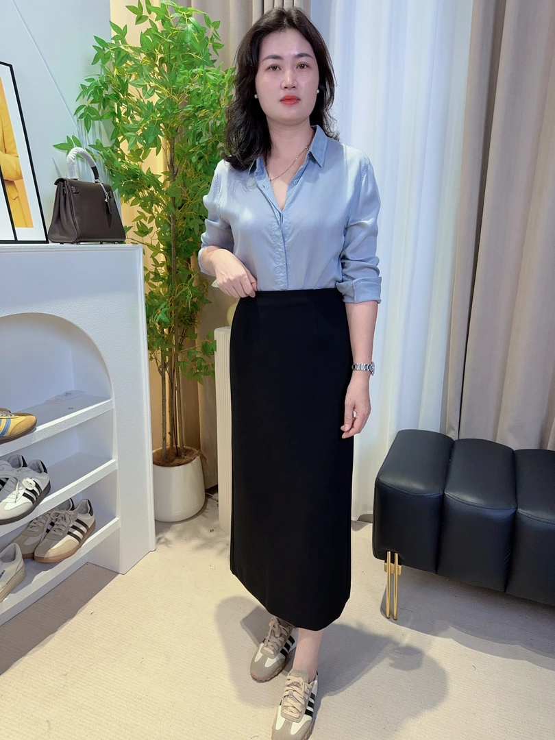 AG.BELLY/贝莉服饰夏款后开叉休闲半身裙显瘦气质百搭