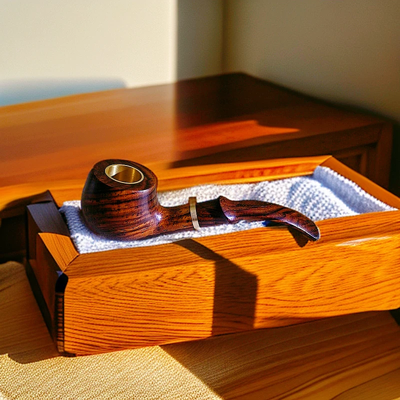 非洲紫檀小号铜锅烟斗，一斗三用，竹节款，实木烟斗，手工烟斗