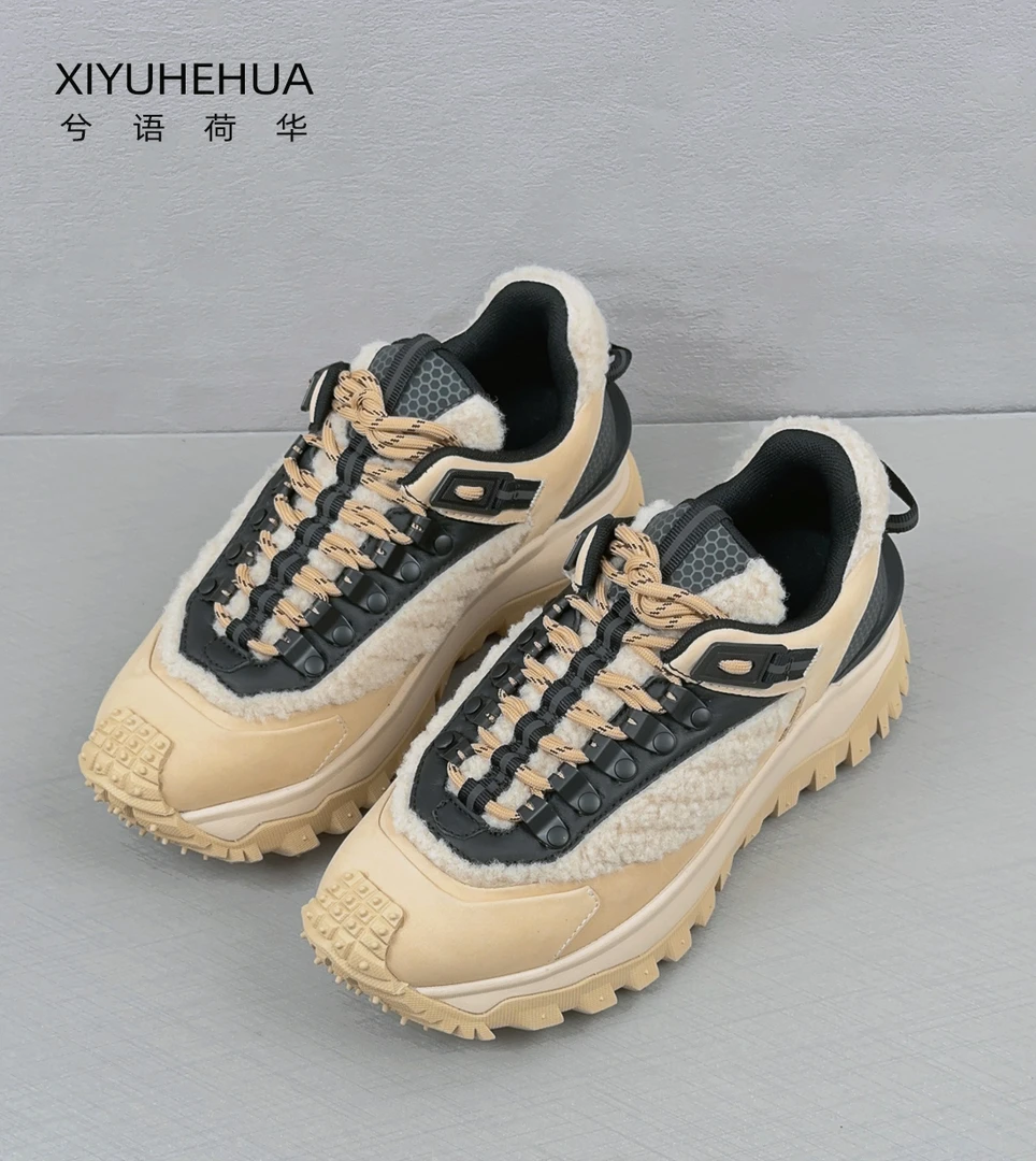 2023年秋冬新款厚底保暖老爹鞋女休闲户外休闲鞋潮流时尚增高单鞋