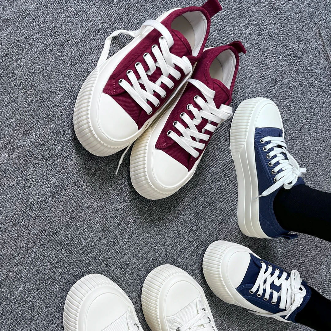 【厚底饼干鞋】增高絶絶子 百搭好穿小白鞋休闲运动帆布鞋低帮时尚