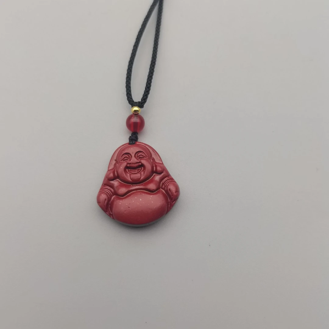 含辰砂工艺品ZD215 紫色雕刻笑口常开佛公吊坠