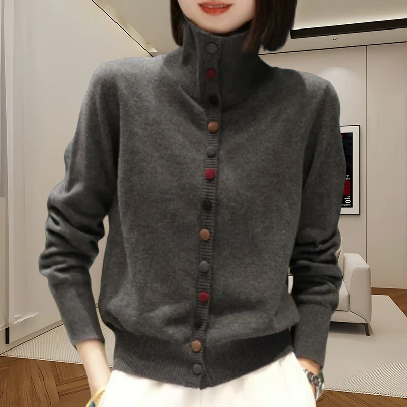 2024年秋冬新款轻奢高领长袖气质款时尚百搭针织毛衣女秋冬新款