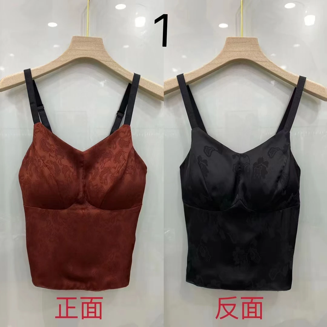 【百搭】9430双面双穿气质提花吊带背心打底美背塑身一体打底背心