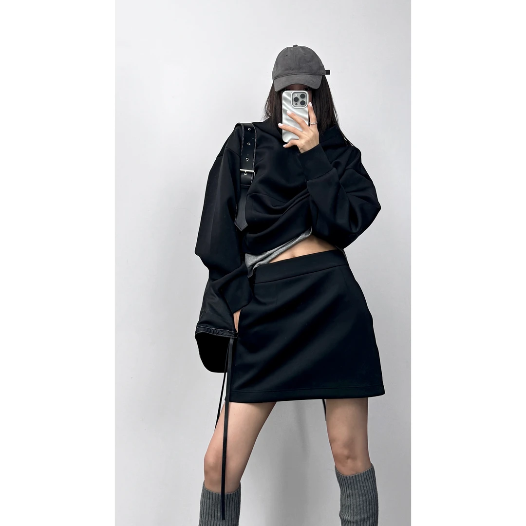 AMASS/阿玛施【空气层面料】四季可穿太空棉经典百搭显廋黑色A字裙