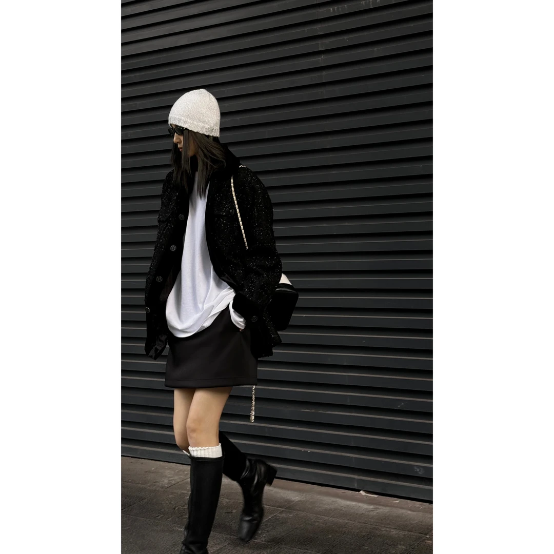 AMASS/阿玛施【致敬经典小香粗花呢】高级轻奢时尚黑色小香外套