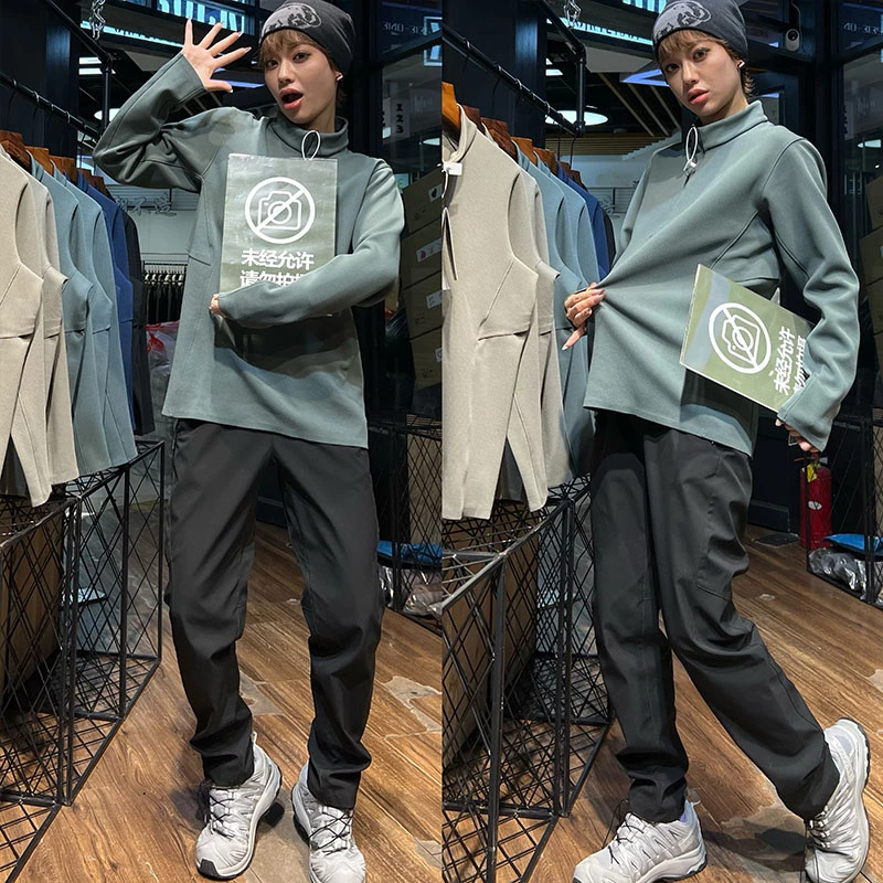 【大嘴衣说】轻松运动情侣秋冬半拉链软弹透气休闲长袖打底衫D2805