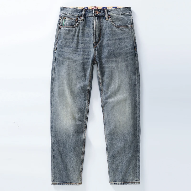 <断码清仓>087赤耳丹宁13盎司春款牛仔裤纯棉无弹直筒中高腰长裤