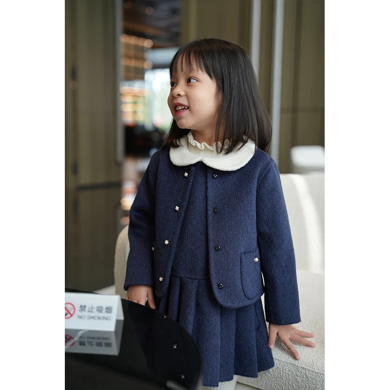 AnyinGirl【曼德拉】骆驼绒纯手工缝制高端大衣中小女童轻奢外套