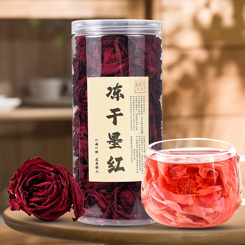 冻干墨红玫瑰  重瓣玫瑰花茶墨红玫瑰手工玫瑰花冠食用玫瑰50g/罐