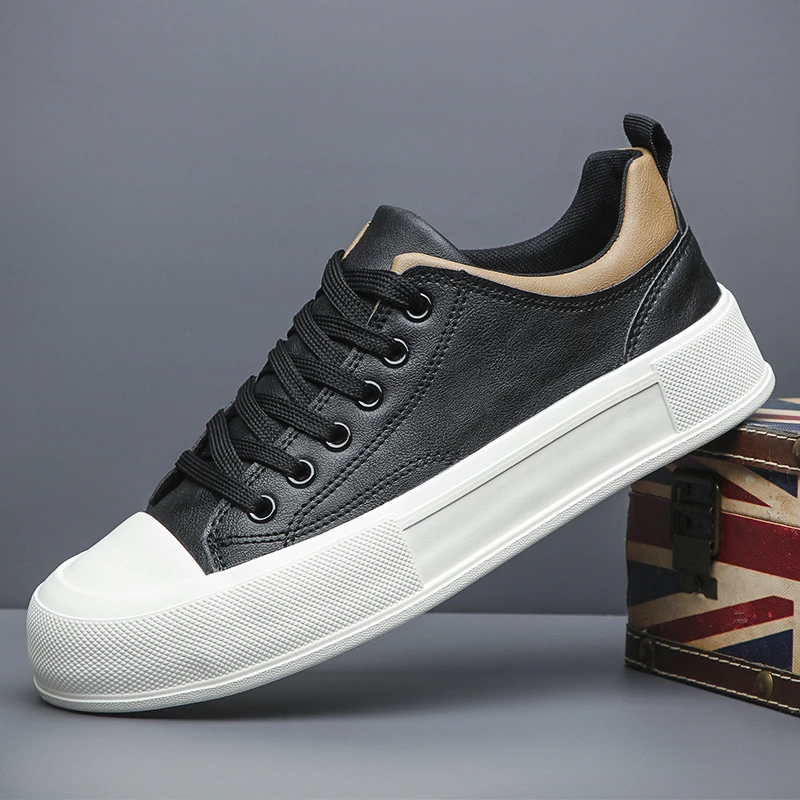 2024春秋新款男士低帮懒人一脚蹬休闲透气皮鞋韩版时尚百搭潮板鞋