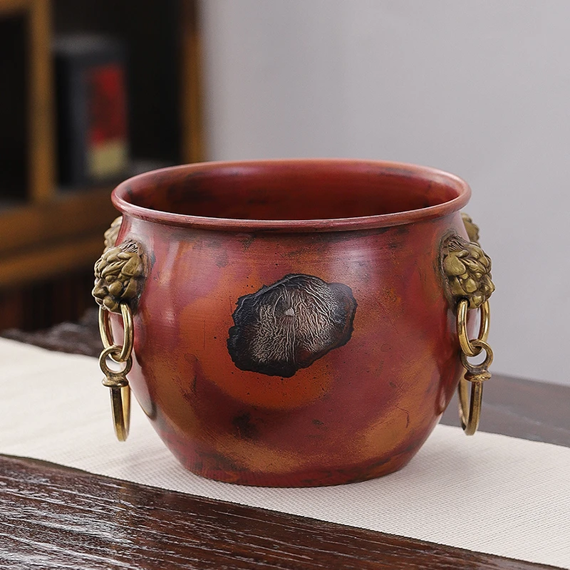 茶洗大号茶渣缸家用紫铜茶具配件废水缸茶水缸洗茶盆铜制茶道用具