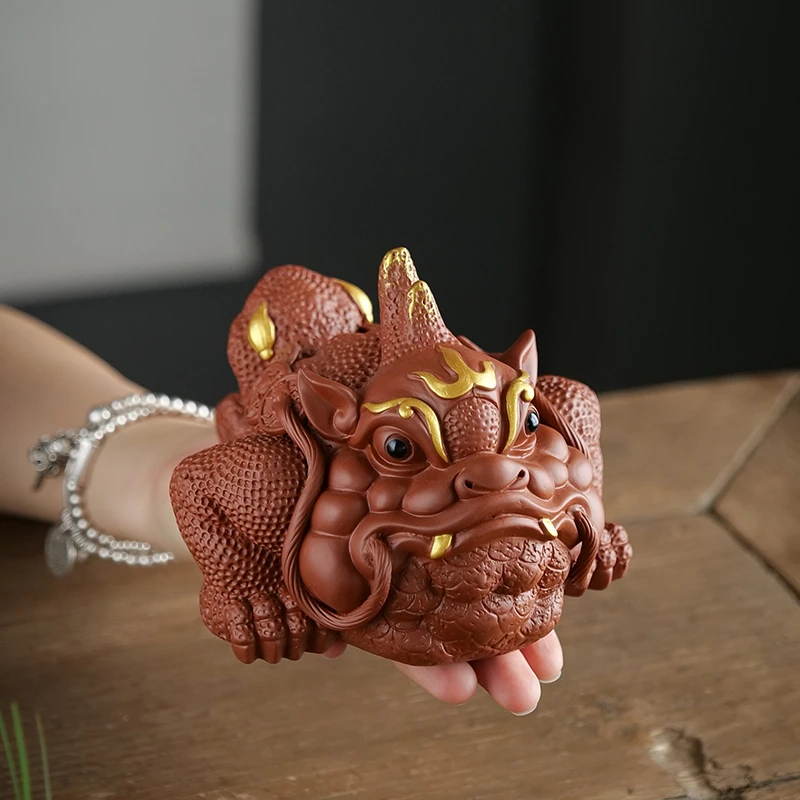 高端金蟾紫砂茶宠摆件精品茶玩可养蟾蜍茶台茶盘摆设饰品茶道文化