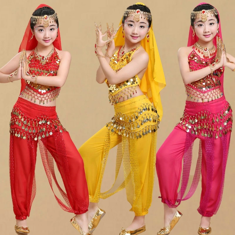 儿童肚皮舞演出服新疆表演服装女童小孩印度舞蹈少儿演出套装新款