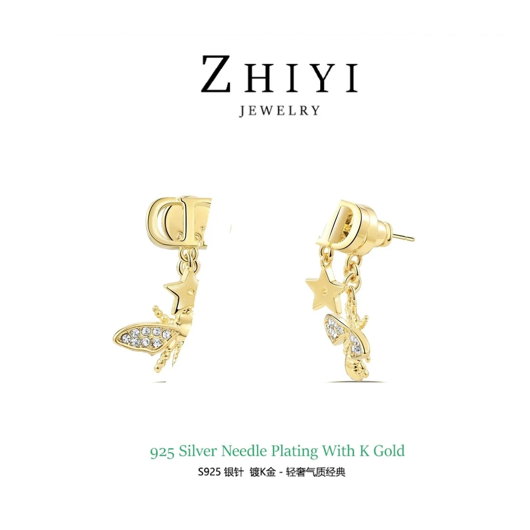 气质经典小蜜蜂耳环轻奢百搭镶钻0466