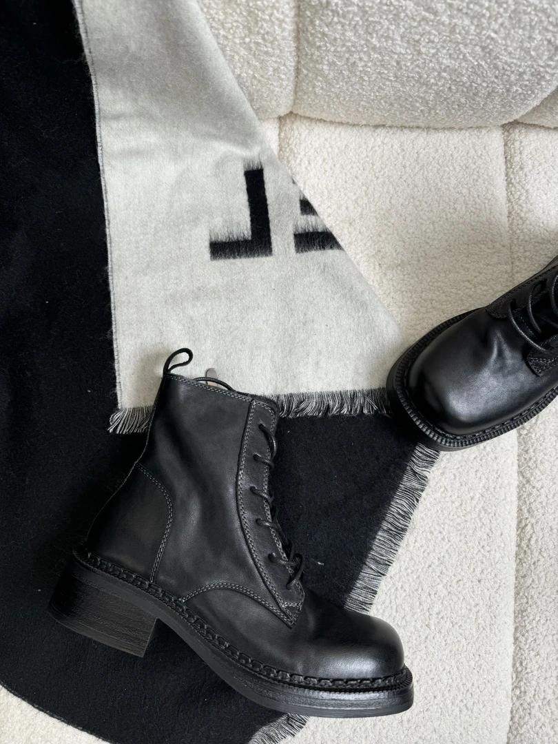 950-2真皮厚底系带百搭短靴女靴