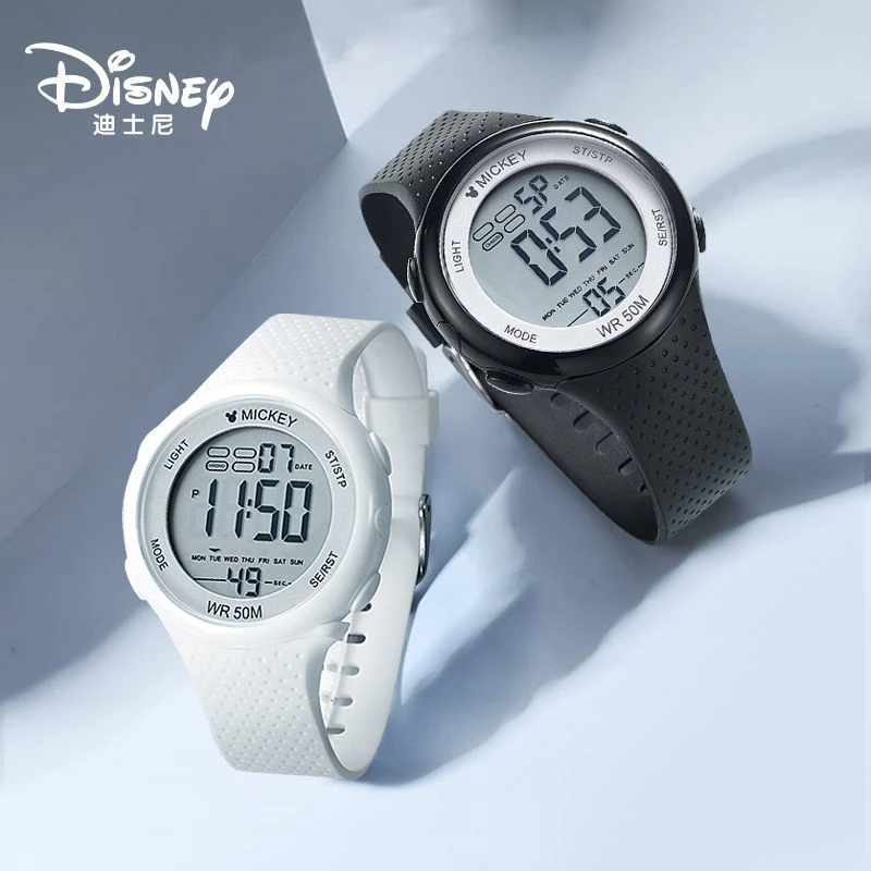 迪士尼手表男学生党ins高颜值电子表初高中生简约运动夜光防水表