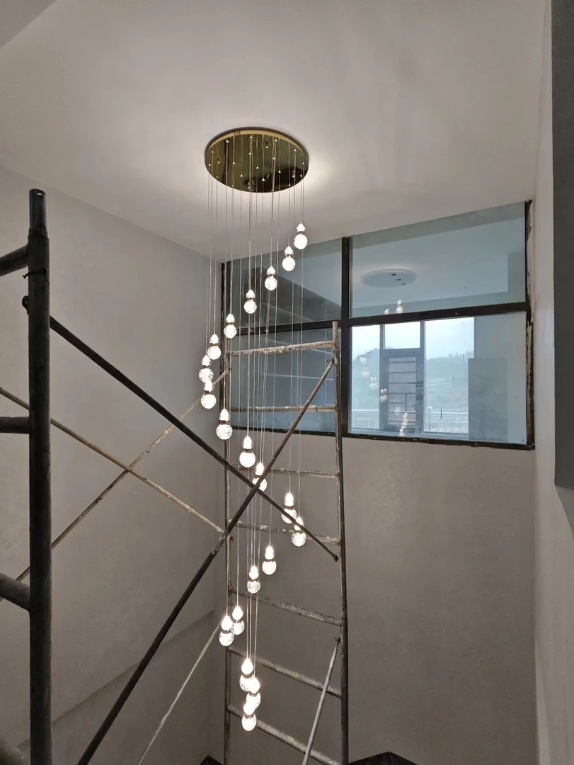 复式楼别墅大吊灯loft旋转楼梯长吊灯挑空轻奢新款葫芦水晶客厅灯
