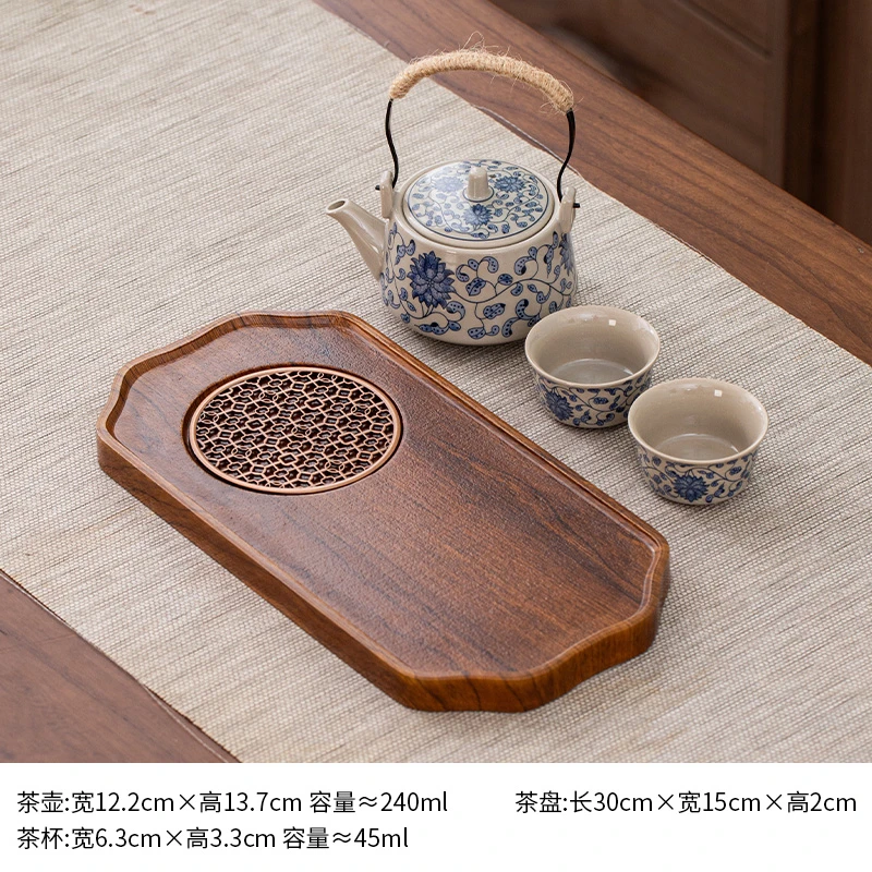 【陶制】一壶二杯干泡茶盘功夫茶具套装泡茶壶茶杯家用陶瓷ZHP0675