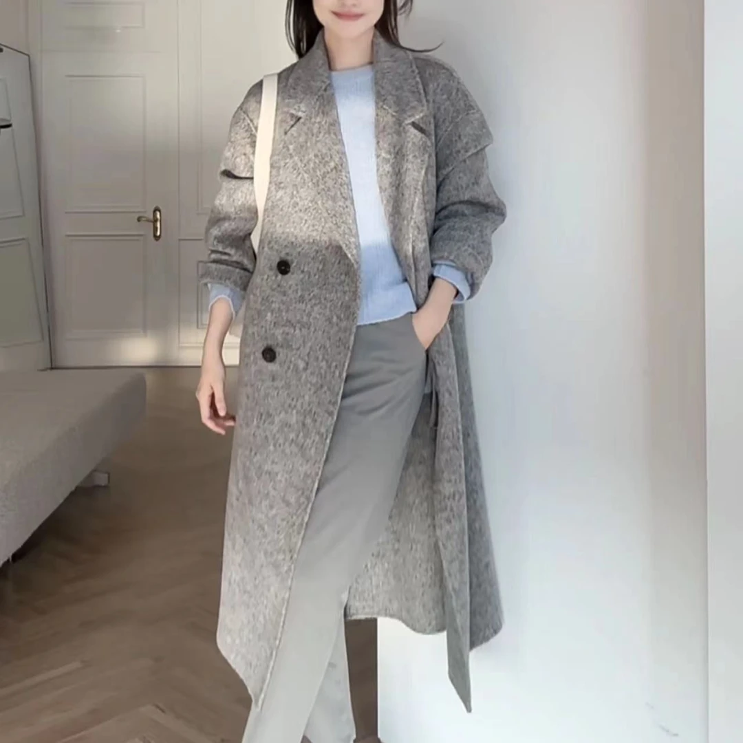 婧思涵9816简约通勤高级感韩系双面呢大衣