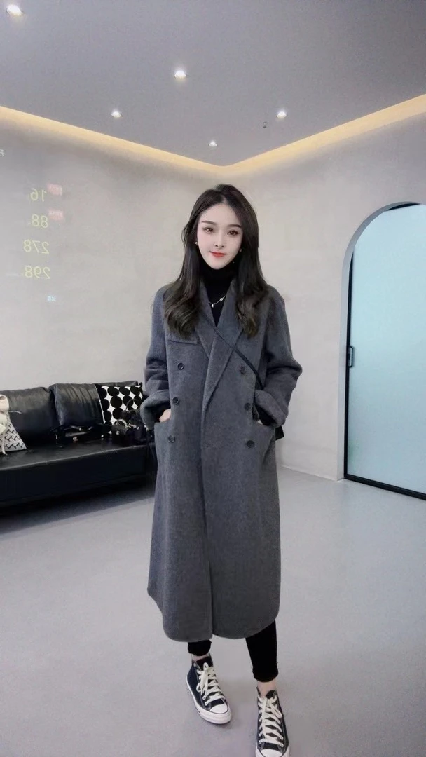 【阳光牛仔】100%羊毛【美式小姐】秋冬双面毛呢外套