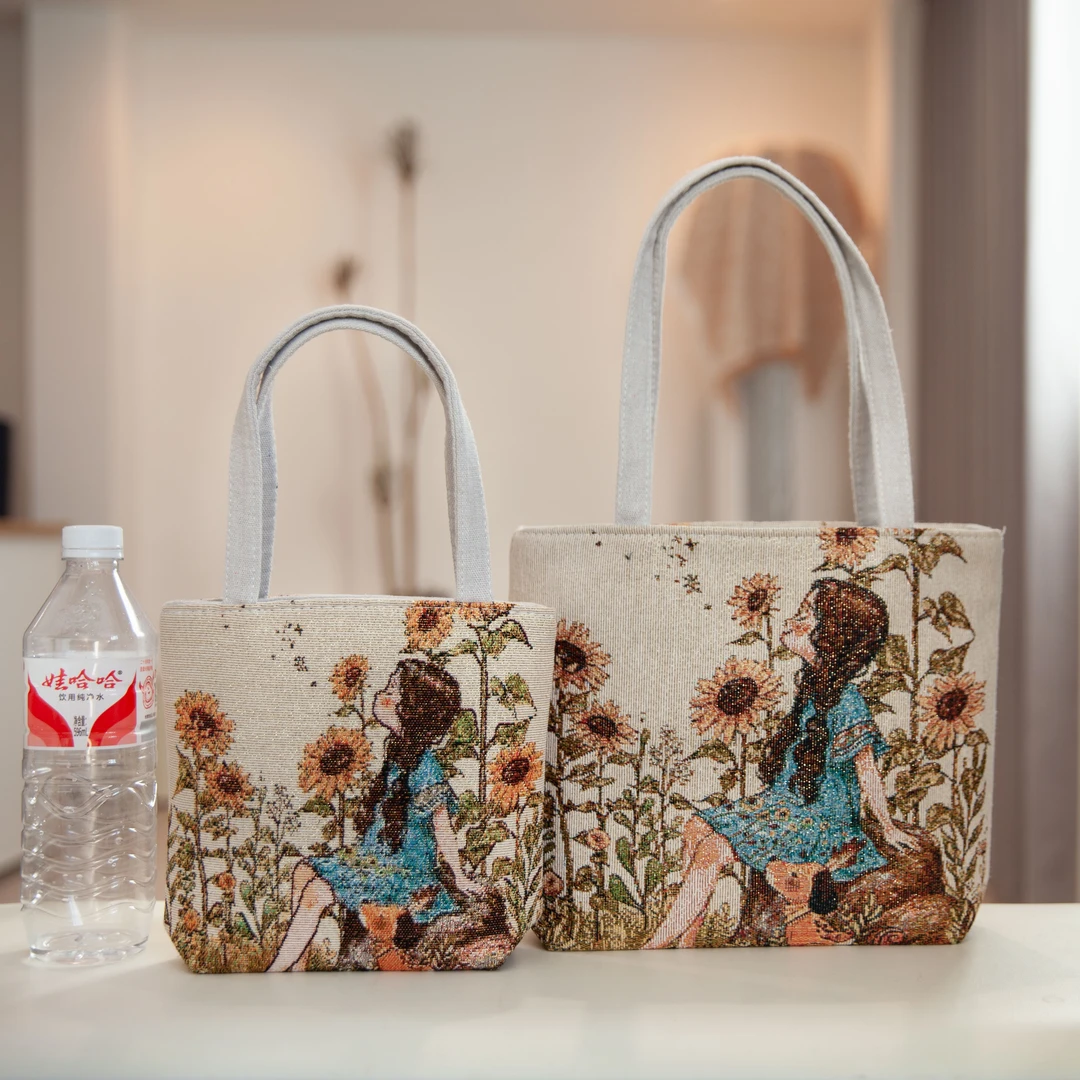 花田女孩子母包新款帆布手提包女民族风刺绣休闲手拎包时尚手机包