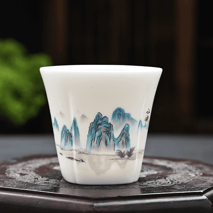 泡茶杯茶杯白瓷喝茶杯功夫单个茶杯品茗杯家用主人杯个人专用茶杯