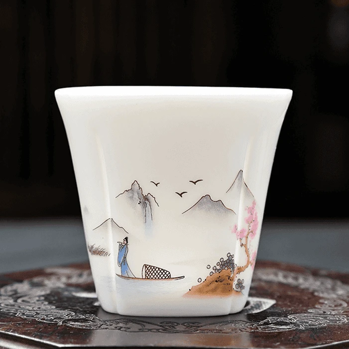 泡茶杯茶杯白瓷喝茶杯功夫单个茶杯品茗杯家用主人杯个人专用茶杯