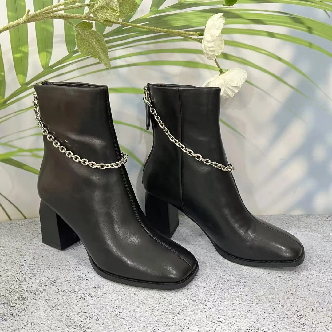 小强家女鞋 芽儿家百搭舒适女靴（Y214-17-2）（W31DYV2312901)