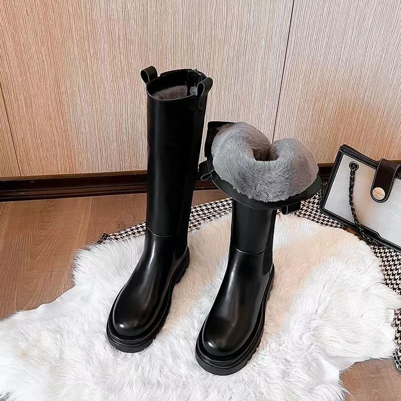 2023新款雪地靴长筒靴女皮毛百搭冬季厚底加绒加厚女士保暖大棉靴