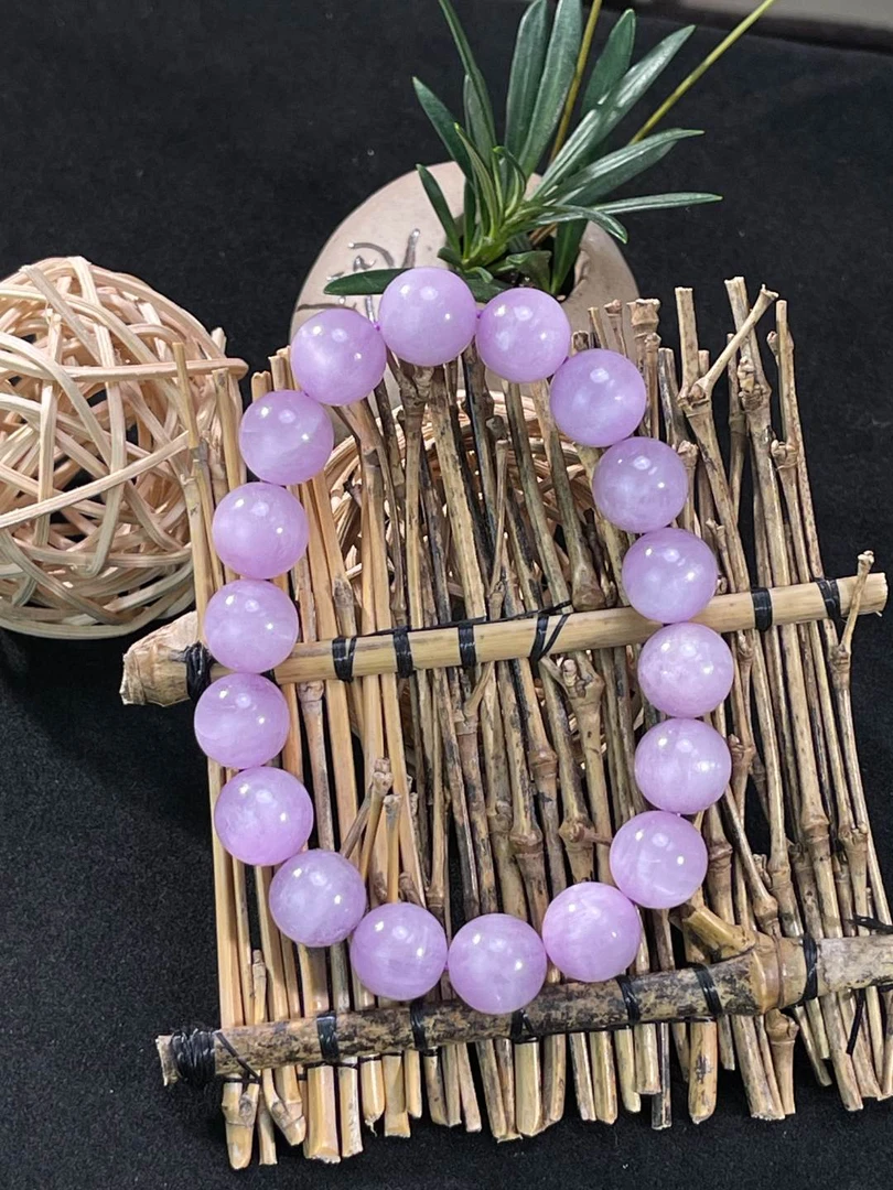 紫锂辉手串11mm+梦幻粉红彩宝高品质9518女士小清新优雅精美高档