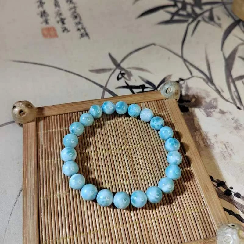 素圈海纹石手串8mm女士轻奢天然海纹石收藏级珠宝多样性发）9540