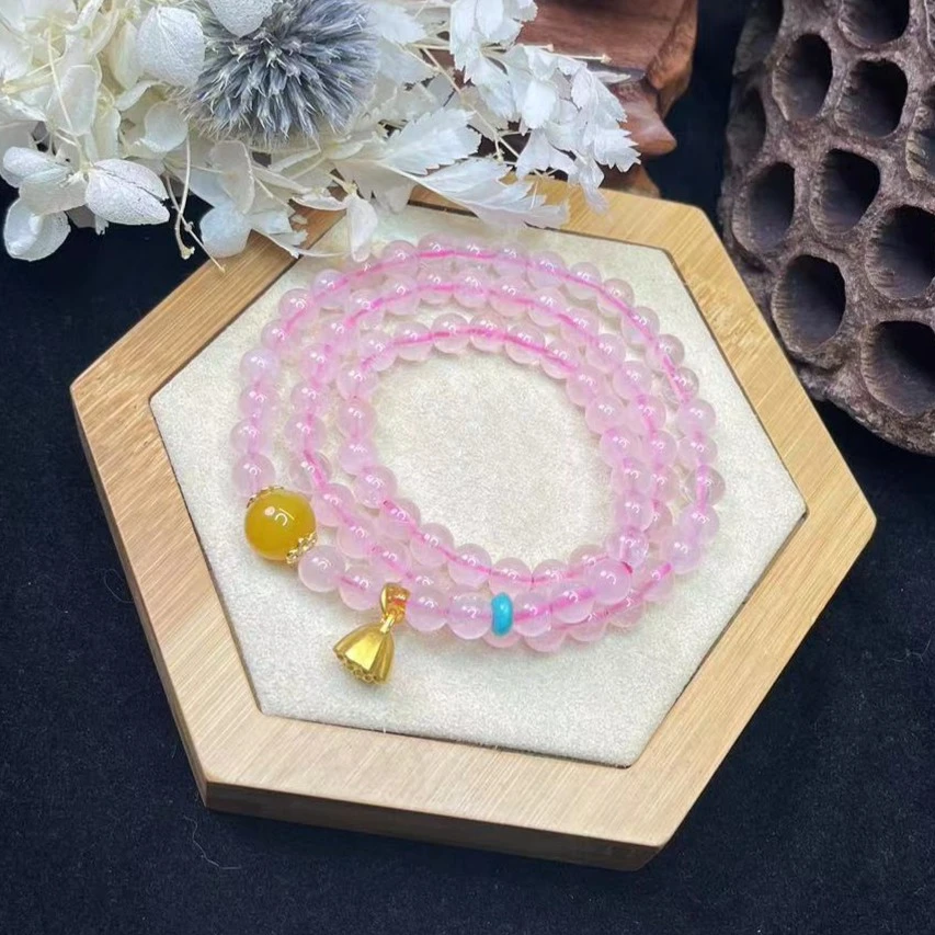 勤瑶三圈粉晶莲蓬手串9722