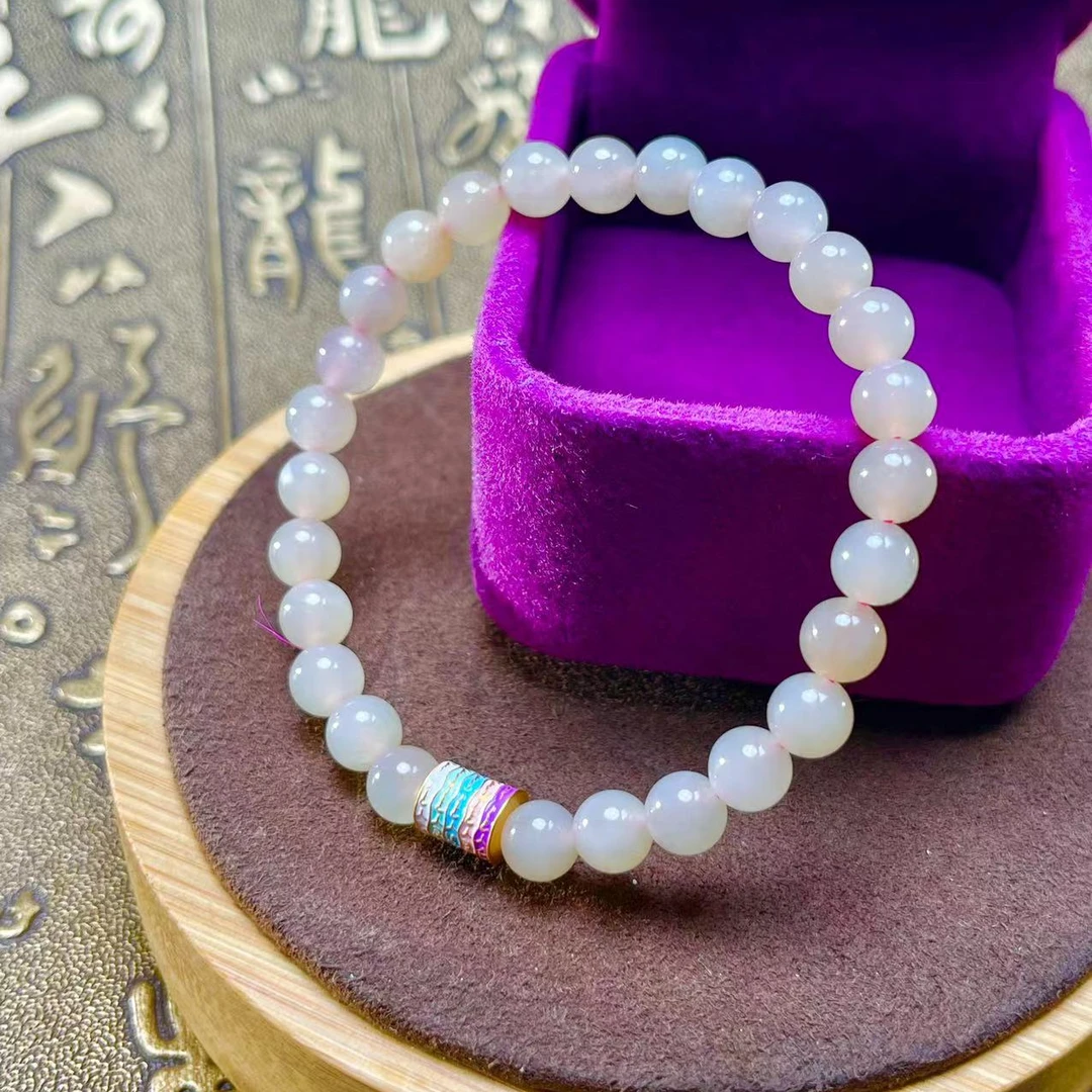 和田玉藕粉五条金手串女士时尚款有色玉石天然和田玉手串9393