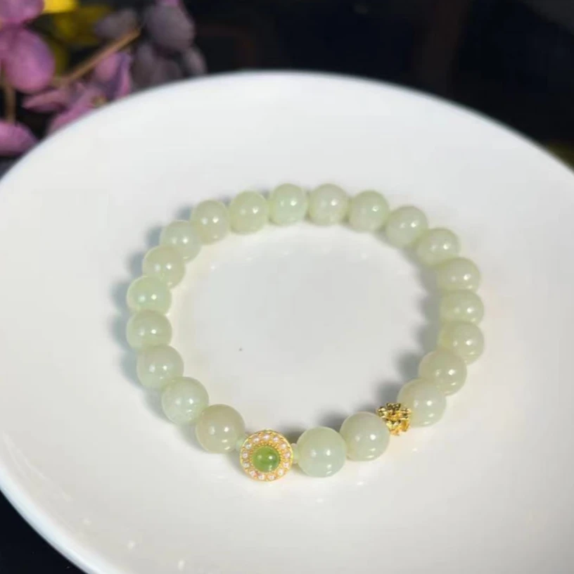 勤瑶单圈和田玉晴水手串8mm 9602