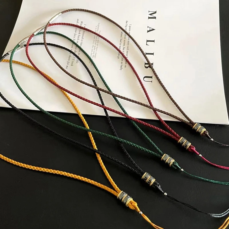 钛钢皮质项链 高档吊坠玉佩真皮项链绳挂绳男士女士真皮项链绳子