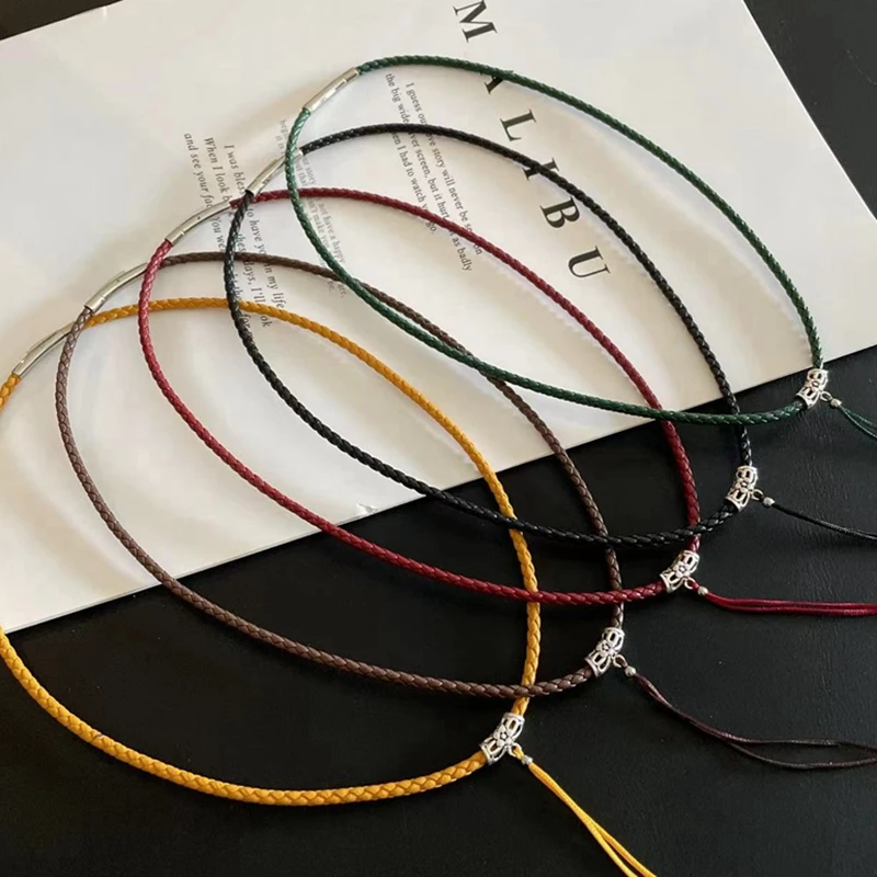 吊坠925银皮质 女士真皮纯银项链绳玉坠高档吊坠挂绳玉佩吊坠绳子