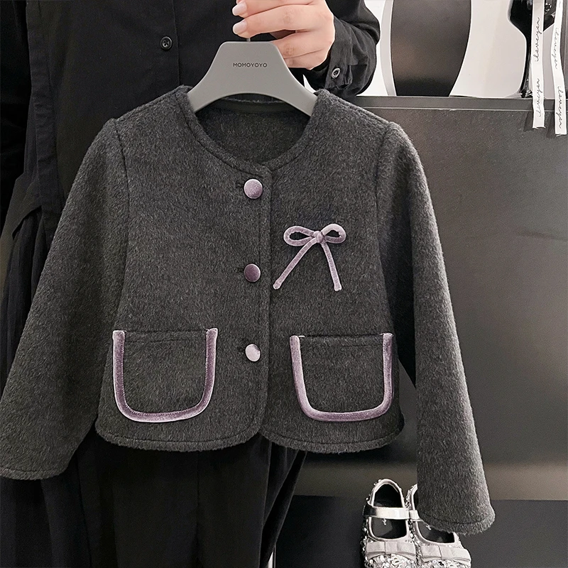 辰辰妈【贵族】秋冬女童棉羊毛呢外套反季7170D