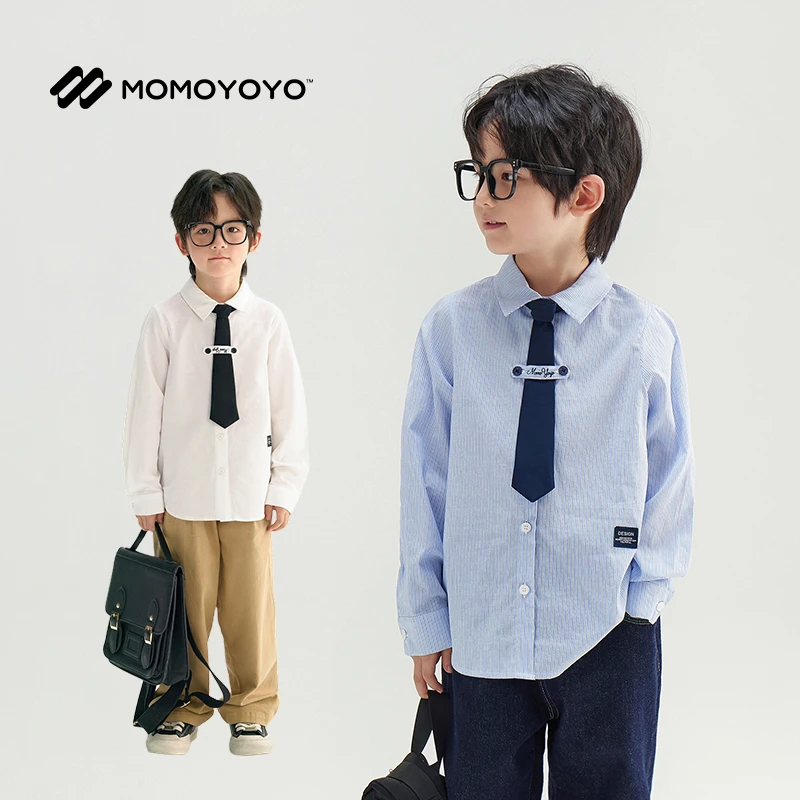 辰辰妈【校草】春秋男童学院风衬衫男宝内搭上衣衬衣萌娃穿搭6493D