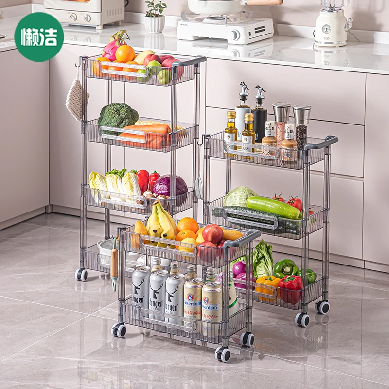 懒洁厨房储物小推车置物架落地移动收纳备菜放菜多层夹缝浴室家用