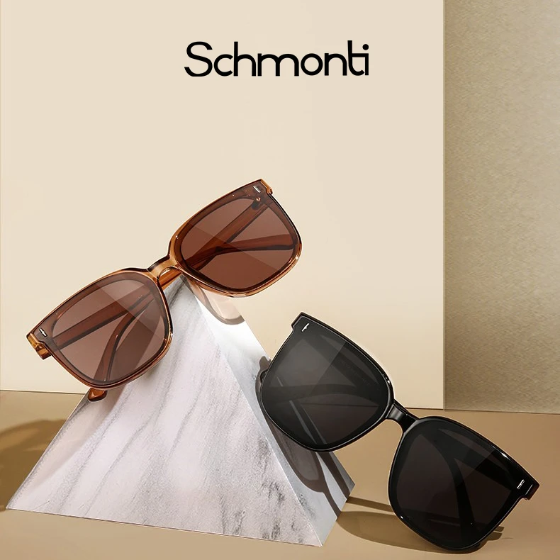 Schmonti/施蒙蒂时尚方框茶色墨镜男女防紫外线折叠太阳镜防晒